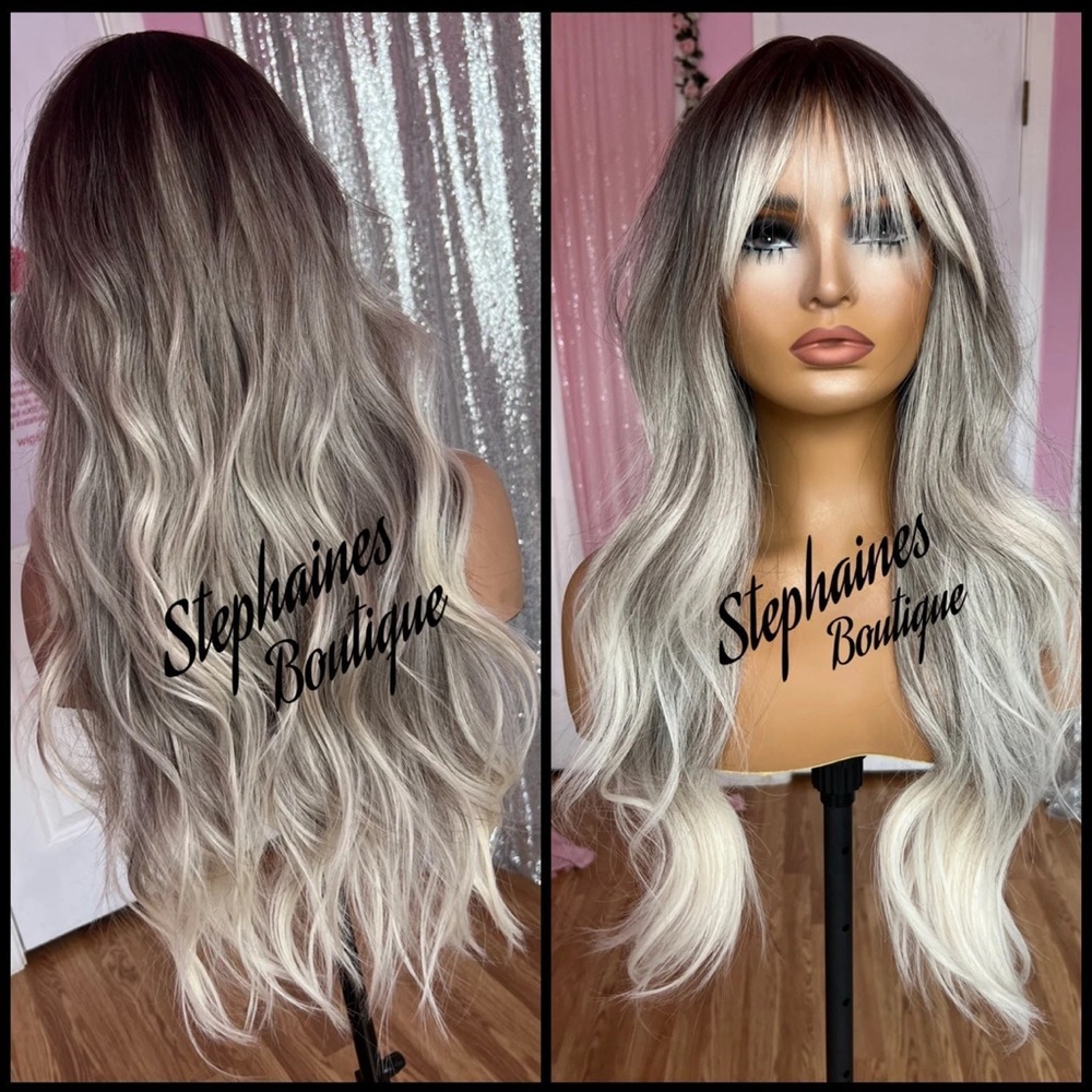 Human Hair Blended bang wig - Picture 3 of 11